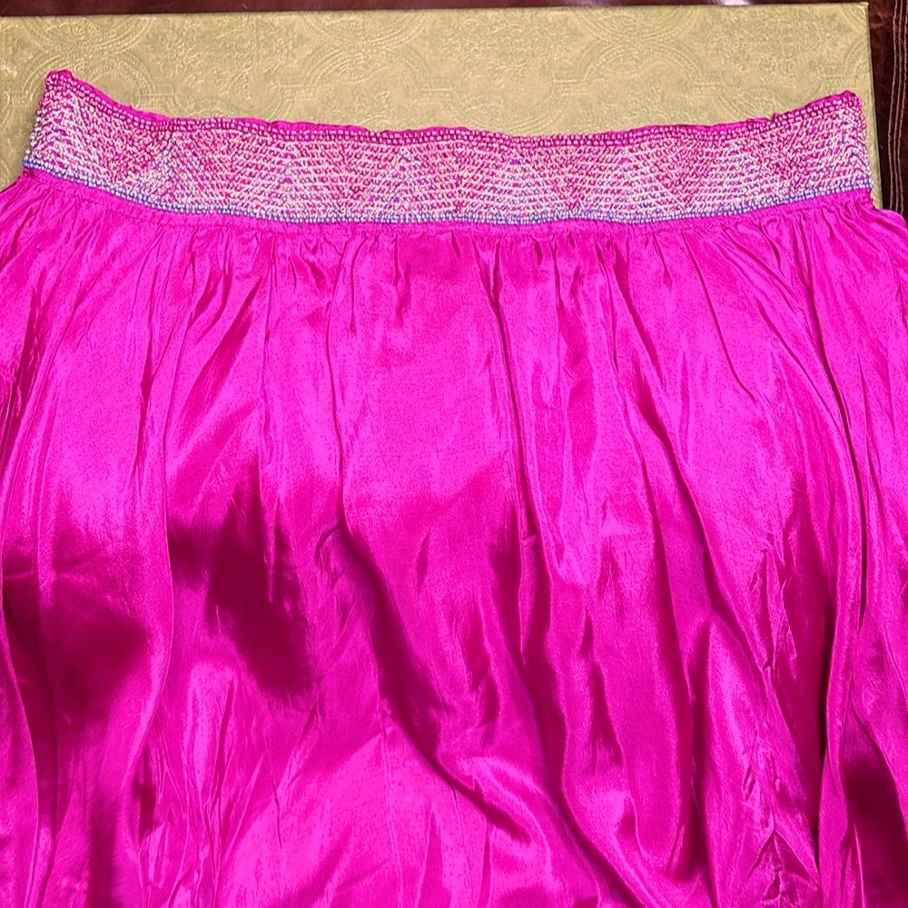 Anthropologie, NWT - Silk Fushia Skirt with delicate beaded waist, Sz M ($258)